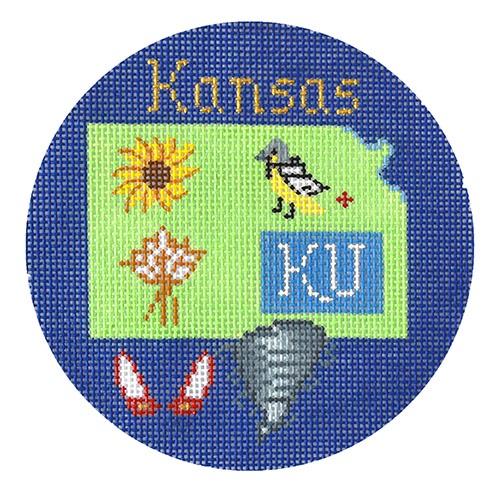 Kansas Ornament Painted Canvas Silver Needle  - 1