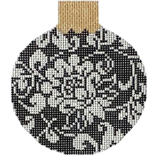 Karen's Black & White Damask Reflection Bauble Painted Canvas Whimsy & Grace - 1