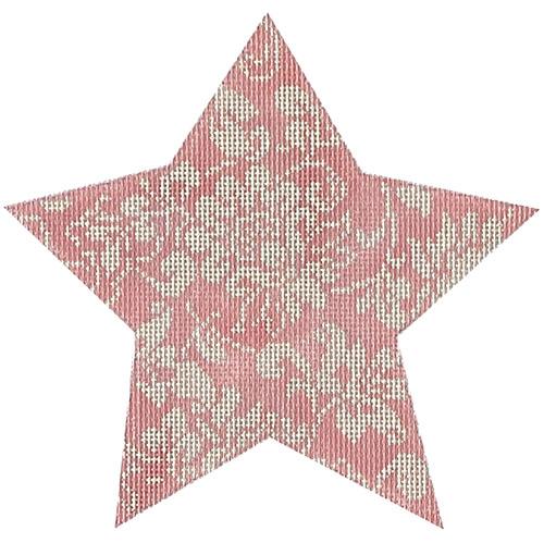 Karen's Damask Star - Pink & Ivory Painted Canvas Whimsy & Grace