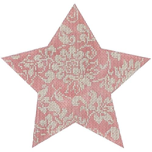 Karen's Damask Star   Pink & Ivory Painted Canvas Whimsy & Grace - 1