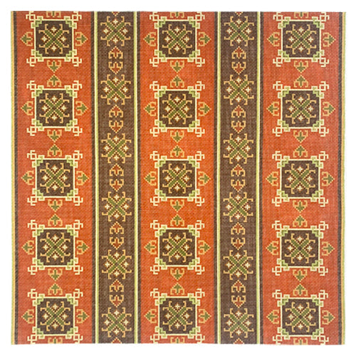 Kazak Stripe in Burnt Orange & Brown Painted Canvas CanvasWorks  - 1