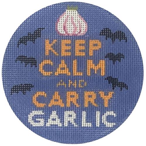 Keep Calm and Carry Garlic Round Needlepoint.Com 