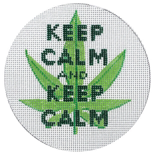 Keep Calm and Keep Calm Round Painted Canvas Kate Dickerson Needlepoint Collections 