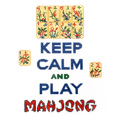 Keep Calm and Play Mahjong Painted Canvas Kate Dickerson Needlepoint Collections 