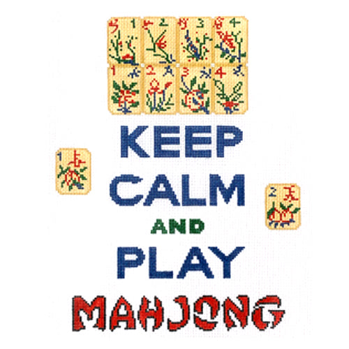 Keep Calm and Play Mahjong Painted Canvas Kate Dickerson Needlepoint Collections  - 1