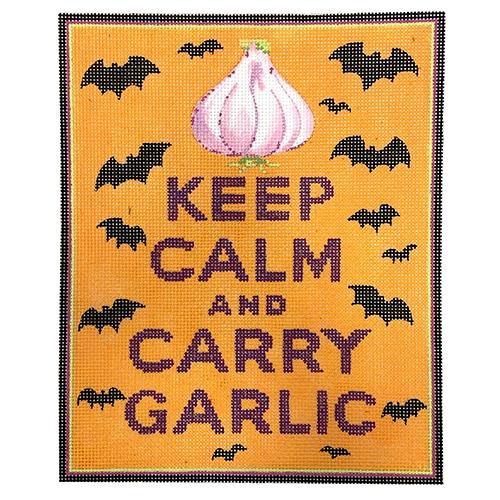 "Keep Calm‚Ä¶Carry Garlic" Painted Canvas Kate Dickerson Needlepoint Collections 