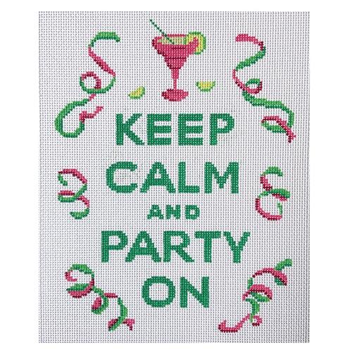 "Keep Calm‚Äö√Ñ√∂‚àö√ë¬¨‚àÇParty On" Painted Canvas Kate Dickerson Needlepoint Collections 