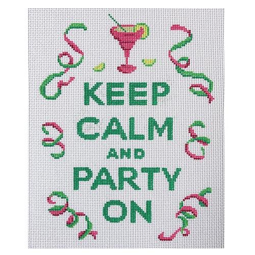 "Keep Calm‚Äö√Ñ√∂‚àö√ë¬¨‚àÇParty On" Painted Canvas Kate Dickerson Needlepoint Collections  - 1