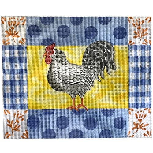 Kelly Rightsell - Rooster with Polka Dots Painted Canvas Kate Dickerson Needlepoint Collections 