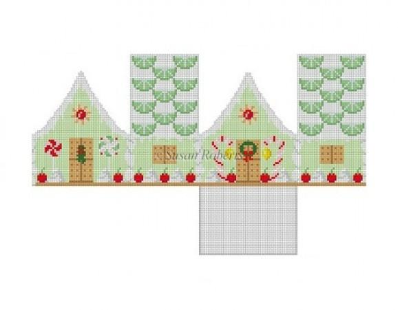 Key Lime & Cherries Gingerbread House on 18 Painted Canvas Susan Roberts Needlepoint Designs Inc. 