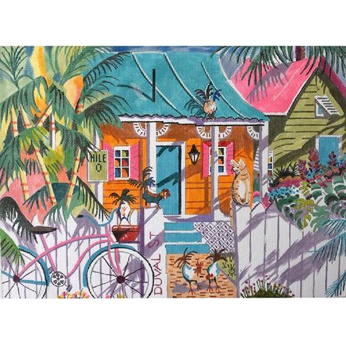 Key West Cottage Painted Canvas Purple Palm Designs 