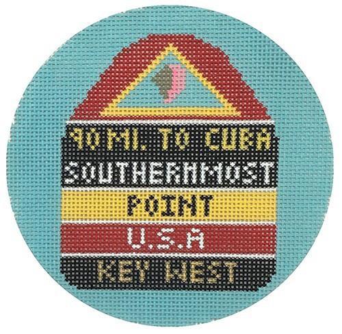 Key West Ornament Painted Canvas Silver Needle 
