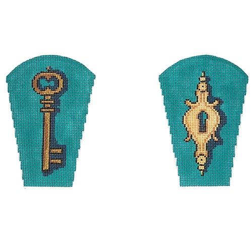 Keys on Teal Scissors Case Painted Canvas The Meredith Collection  - 1