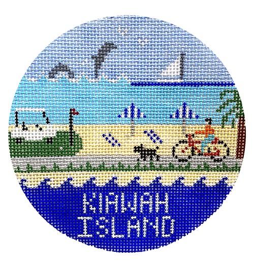 Kiawah Round Painted Canvas Doolittle Stitchery 