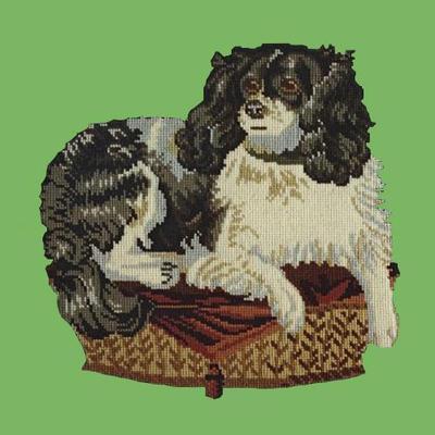 King Charles Spaniel Needlepoint Kit Kits Elizabeth Bradley Design Grass Green 
