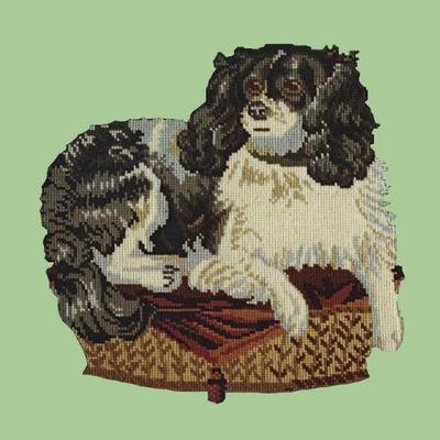 King Charles Spaniel Needlepoint Kit Kits Elizabeth Bradley Design Pale Green 
