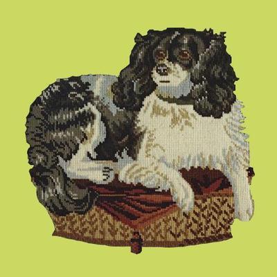 King Charles Spaniel Needlepoint Kit Kits Elizabeth Bradley Design Pale Lime 
