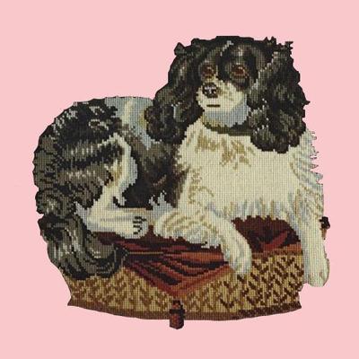King Charles Spaniel Needlepoint Kit Kits Elizabeth Bradley Design Pale Rose 
