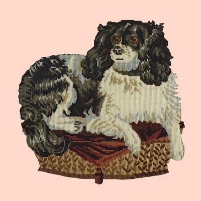 King Charles Spaniel Needlepoint Kit Kits Elizabeth Bradley Design Salmon Pink 
