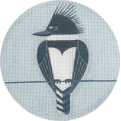 Kingfisher Round with Stitch Guide Painted Canvas Vallerie Needlepoint Gallery  - 1