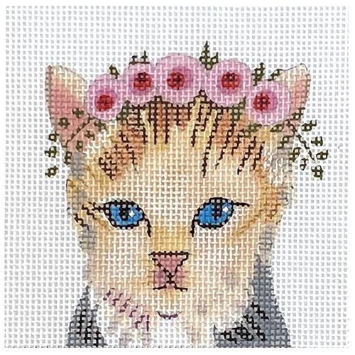 Kitten with Floral Crown Insert Painted Canvas Colors of Praise 