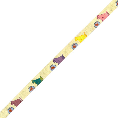 Kitty and Goldfish Belt CO Painted Canvas Cooper Oaks Design 
