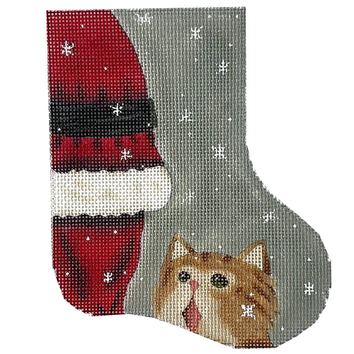 Kitty Meets Santa Painted Canvas CBK Needlepoint Collections  - 1