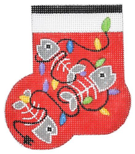 Kitty Mini Sock Painted Canvas a. bradley  - 1