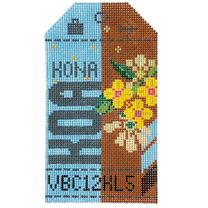Kona KOA Travel Tag Painted Canvas Hedgehog Needlepoint  - 1