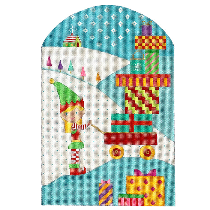 Kringle Belle Bringing Gifts Painted Canvas Eye Candy Needleart  - 1