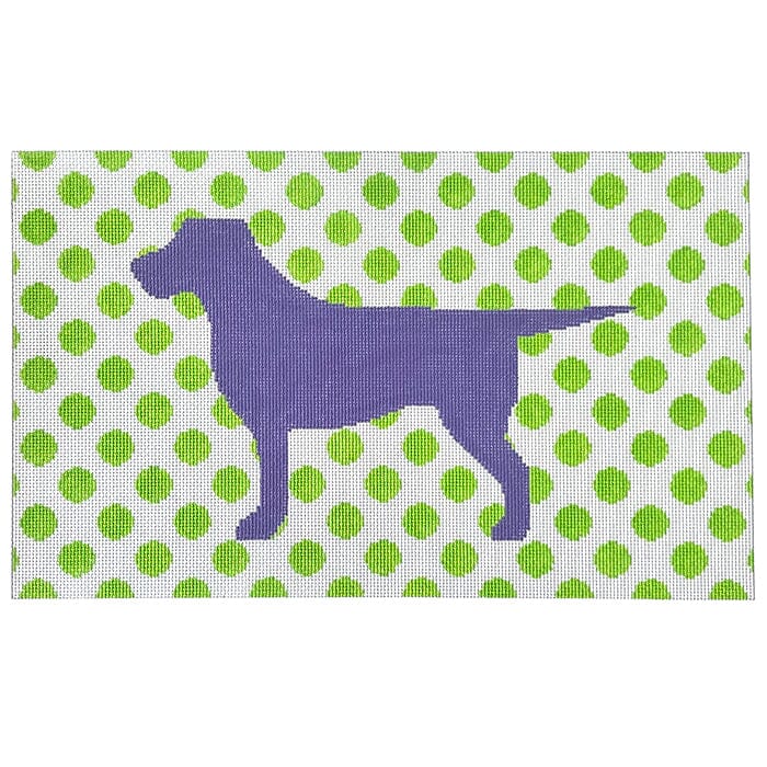 Labrador Purple and Lime Painted Canvas Susan Battle Needlepoint 