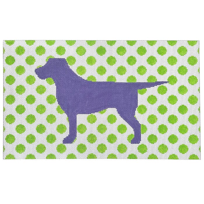 Labrador Purple and Lime Painted Canvas Susan Battle Needlepoint  - 1