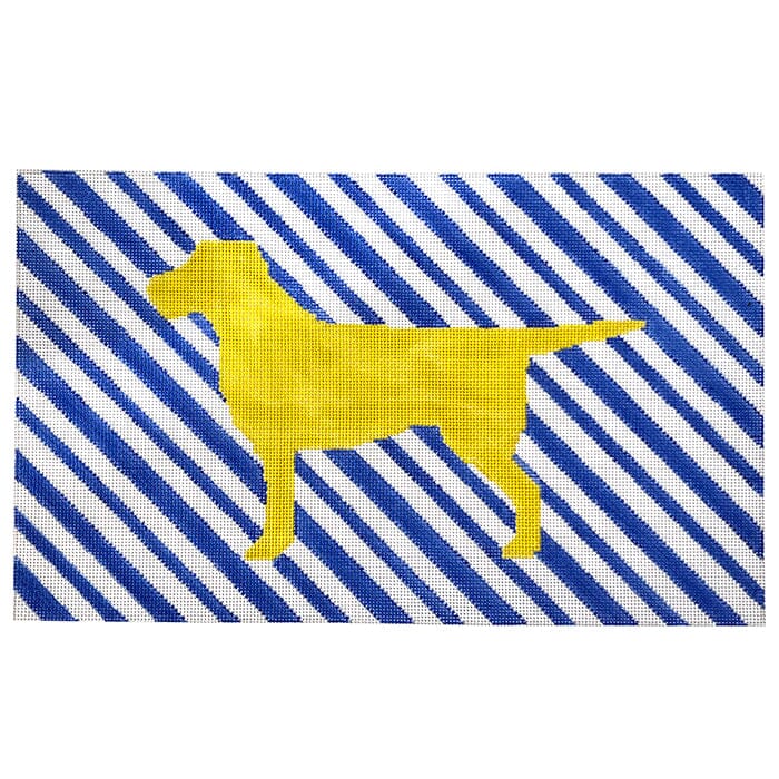 Labrador Yellow and Blue Painted Canvas Susan Battle Needlepoint 