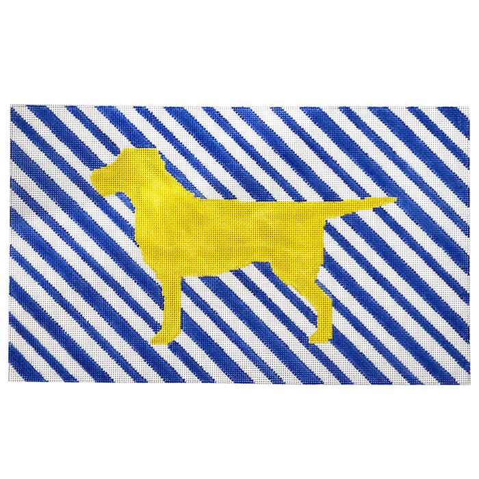 Labrador Yellow and Blue Painted Canvas Susan Battle Needlepoint  - 1