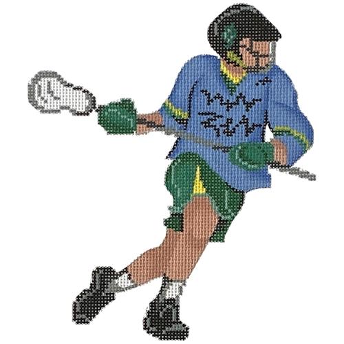 Lacrosse Player - Blue & Green Uniform Painted Canvas Patti Mann 
