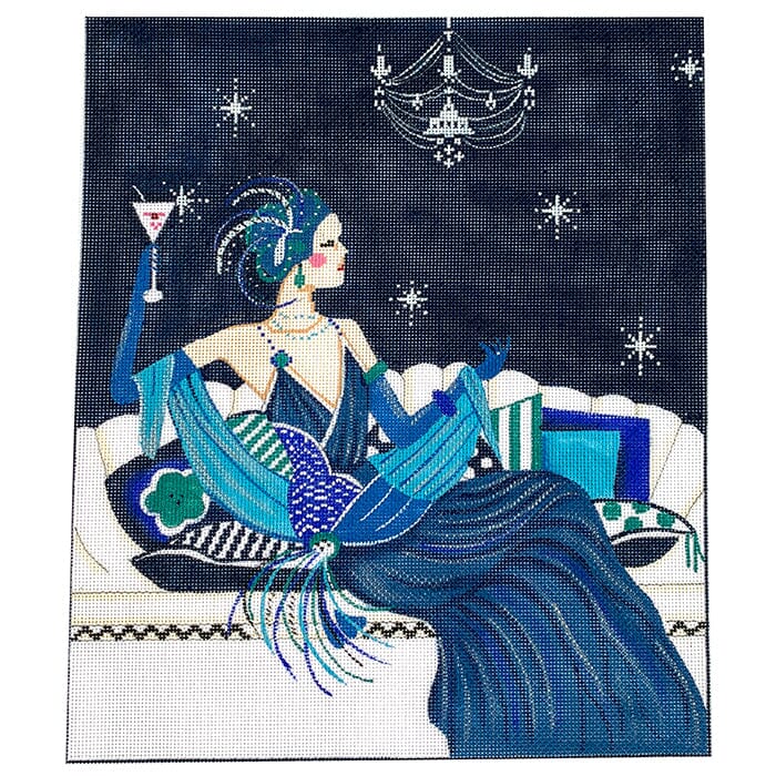Lady in Blue Sofa Painted Canvas Alice Peterson Company 