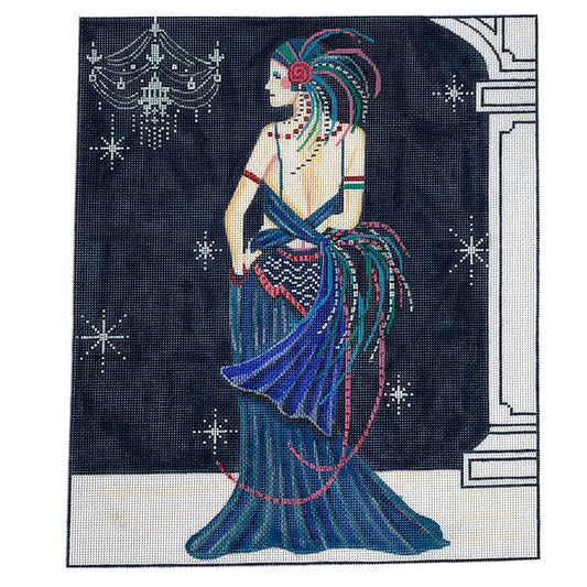 Lady in Blue Standing Painted Canvas Alice Peterson Company 