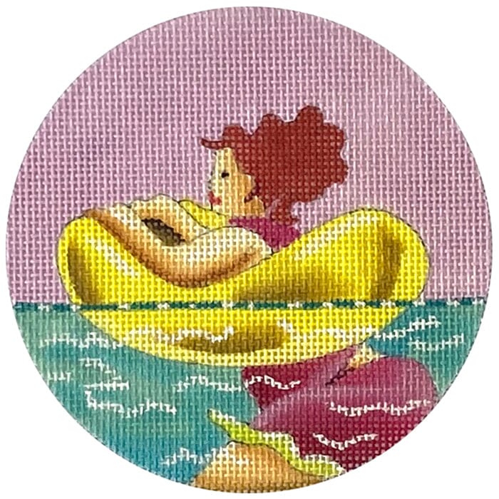 Lady in Tube Round Painted Canvas Colors of Praise 