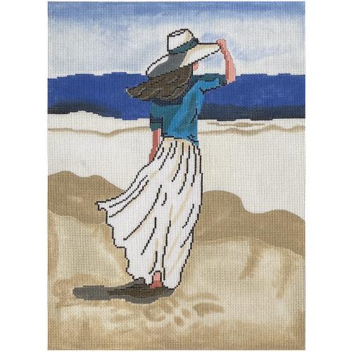 Lady on Beach Painted Canvas Patti Mann 