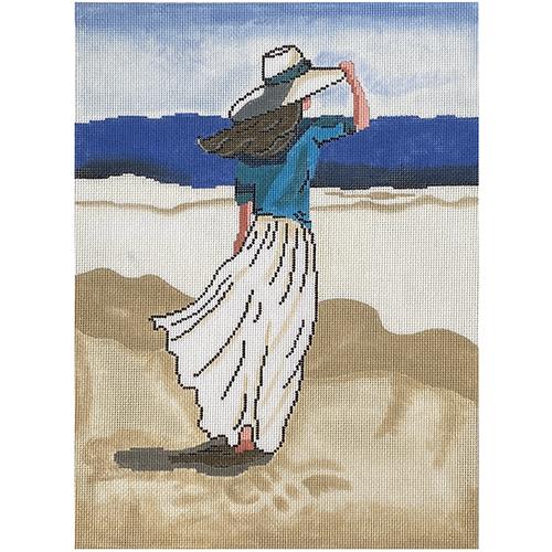 Lady on Beach Painted Canvas Patti Mann  - 1