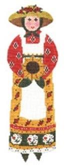 Lady / Sunflower   Marigold Painted Canvas Cooper Oaks Design  - 1