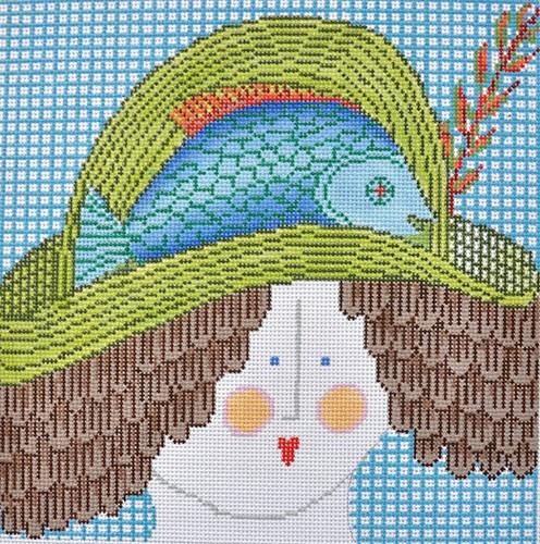 Lady with Hat - Fish Painted Canvas CBK Needlepoint Collections 
