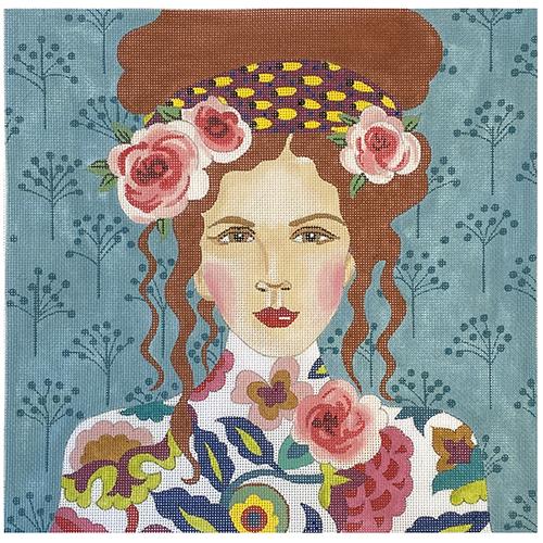 Lady with Light Blue Background Painted Canvas Colors of Praise 