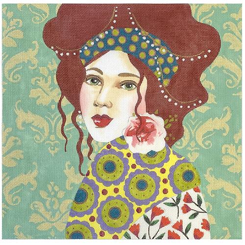 Lady with Mint Background Painted Canvas Colors of Praise  - 1
