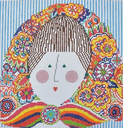 Lady with Scarf Painted Canvas CBK Needlepoint Collections 