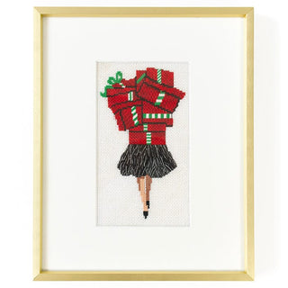 Lady with Shopping Packages Painted Canvas Patti Mann Canvas and Stitch Guide Only 

