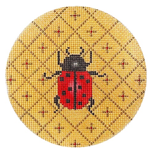Ladybug on Squares Round Painted Canvas Vallerie Needlepoint Gallery 