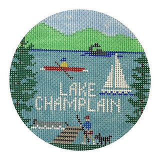 Lake Champlain Round Painted Canvas Doolittle Stitchery 
