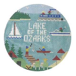 Lake of the Ozark's Round Painted Canvas Doolittle Stitchery 
