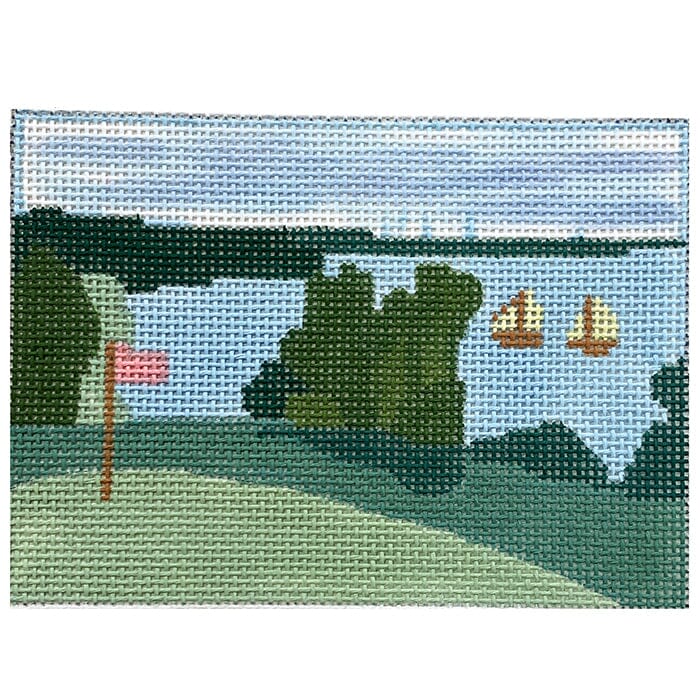 Lakeside Golfing Painted Canvas Blue Ridge Stitchery 